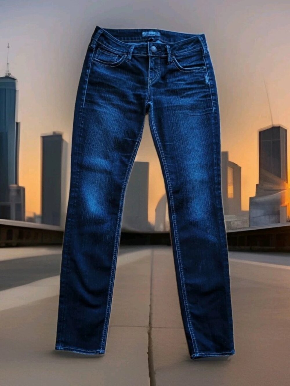 Silver Jeans Womens 27x31 Aiko Skinny Dark Blue Denim Stretch Western Low Rise
